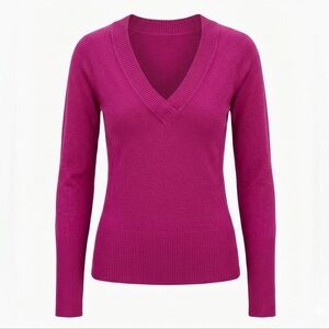 Takeout Fuchsia V-Neck Long Sleeve Lightweight Vibrant Sweater Size M